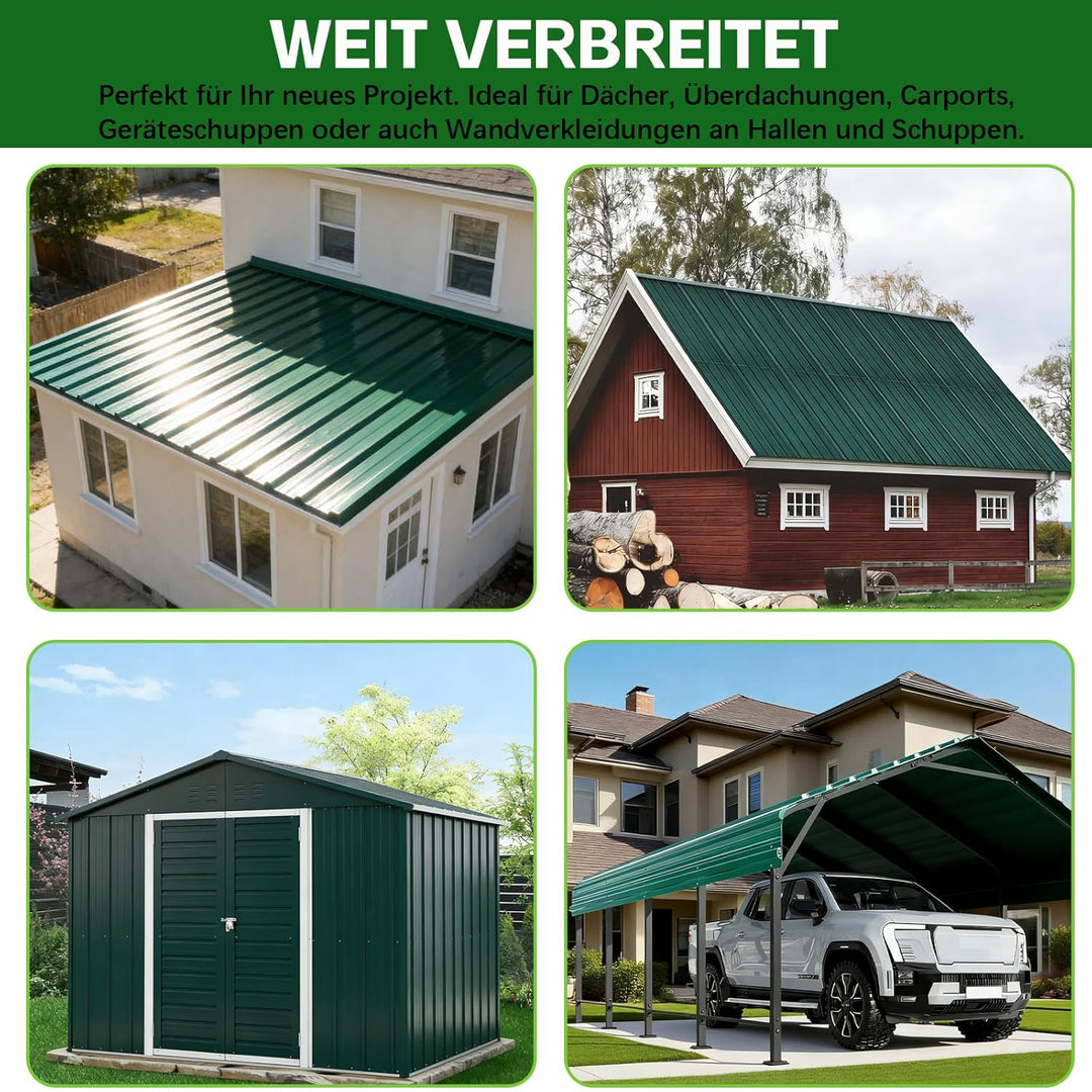 Profilblech Trapezblech 24er Set, 115×45 cm (12,42 m²), Wetterfest Rostresistent Verzinkte Wellblech