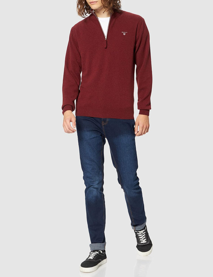 GANT Herren Superfine Lambswool Half Zip Strickjacke S Red Shadow, S Red Shadow