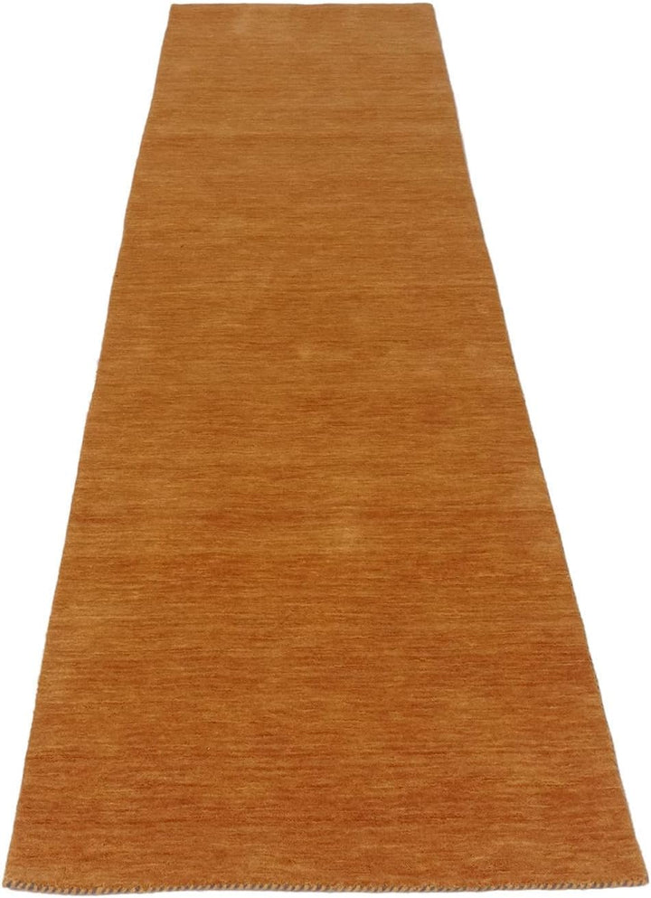 RUG PRINCE Wollteppich Gabbeh Uni 80x200 Handgewebt Läufer Gelb Einfarbig Handarbeit Zimmer Gelb 80x