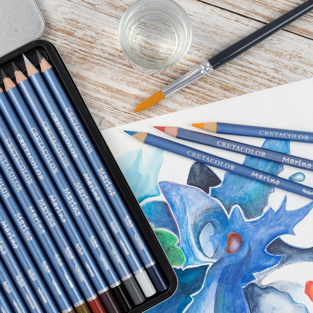 CRETACOLOR Marino, Aquarellierbare Künstlerstifte, Besonders Lichtecht, 36 Farben