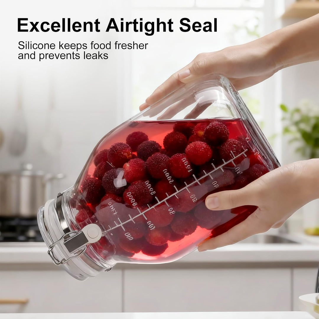 4L Glasverschlossenes Glas – Aufbewahrungsbehälter mit Schnappverschluss – Fermentiergläser – Fermen