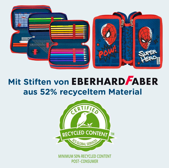 Scooli - Tripledecker - Gefülltes Schüleretui mit hochwertigen Stiften &amp; Zubehör - Ideal für Schule,