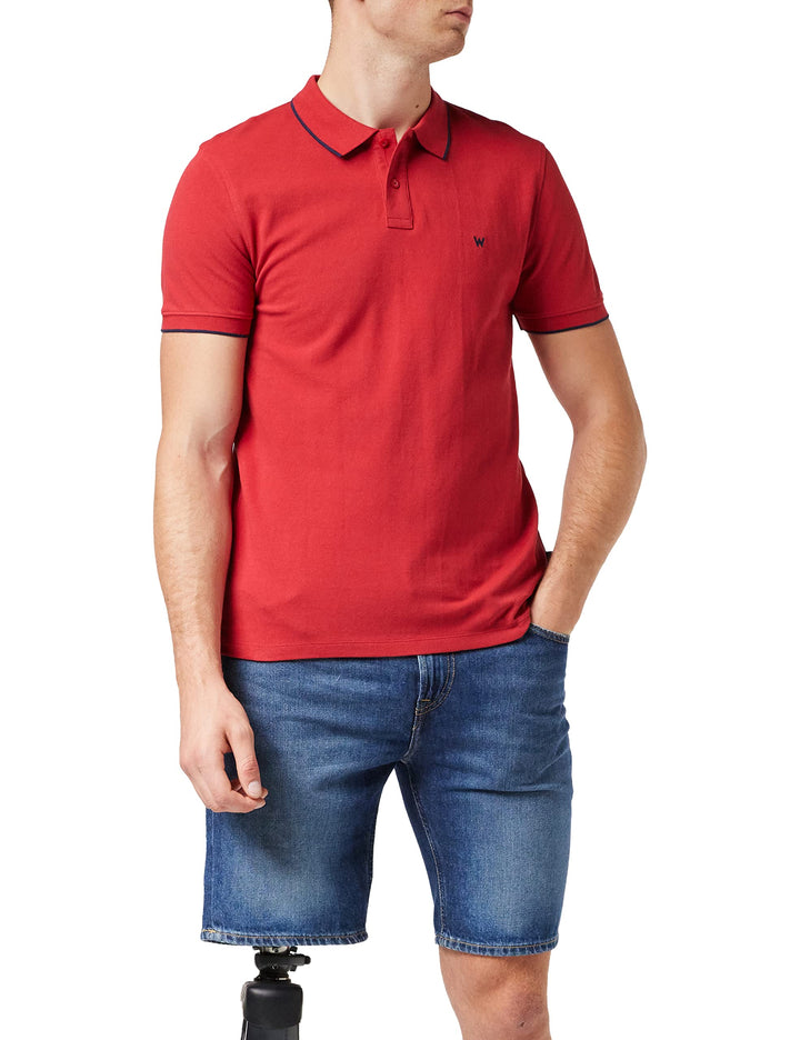 Wrangler Herren Polo Shirt Black Shirt L Rot (Red X47), L Rot (Red X47)