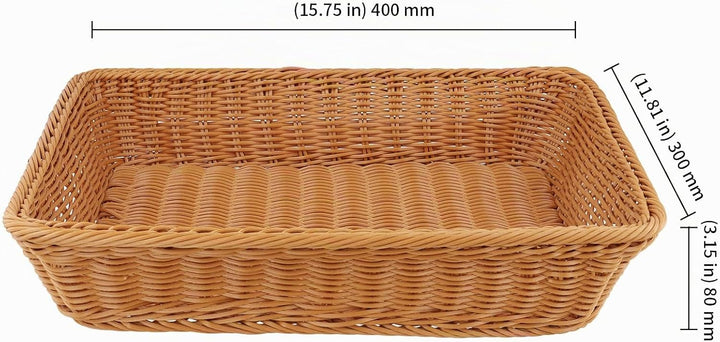 KEILEOHO 3 Stück 40 x 30 x 8cm Brotkorb Rechteckig, Brotkörbchen Plastik, Kunstoff Servierkorb Ratta
