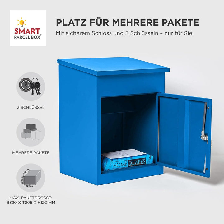 SMART PARCEL BOX Paketbox, Paketbriefkasten Wandmontage, Briefkasten mit Paketfach, Postbox für Pake
