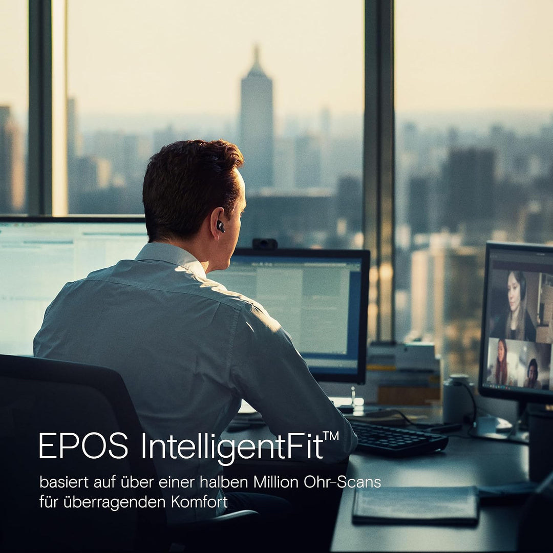 EPOS ADAPT E1 Schwarz Kabellose In-Ear-Kopfhörer – Hybrides ANC, Multi-Point Bluetooth, Microsoft Te