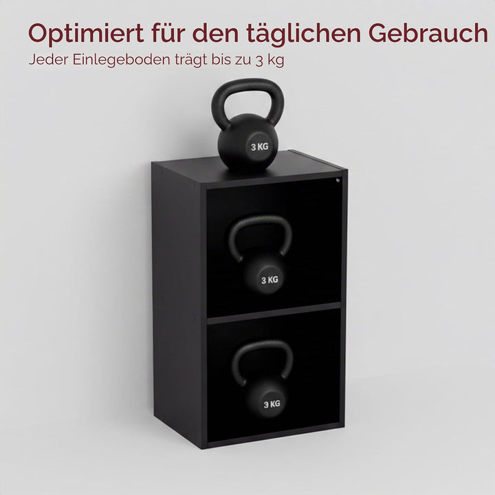 Vida Designs Oxford, mit 2 Ebenen, Bücherregal, Regal, Holz, Schwarz, für Wohnzimmer 2 Etagen Schwar