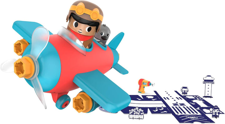 Learning Resources Design &amp; Drill Schrauberkumpel Flugzeug, Flieger-Spielset mit Flugzeug und Pilotf