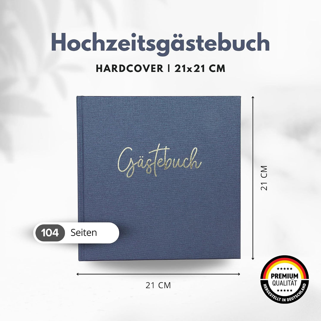 Gästebuch blanko 104 Seiten mit Leinen-Bezug und edler Prägung | Geburtstag Hochzeit Ferienwohnung T