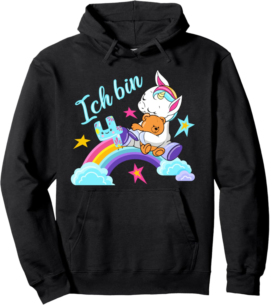 Mädchen 4. Geburtstag Einhorn Teddy Kinder Pullover Hoodie