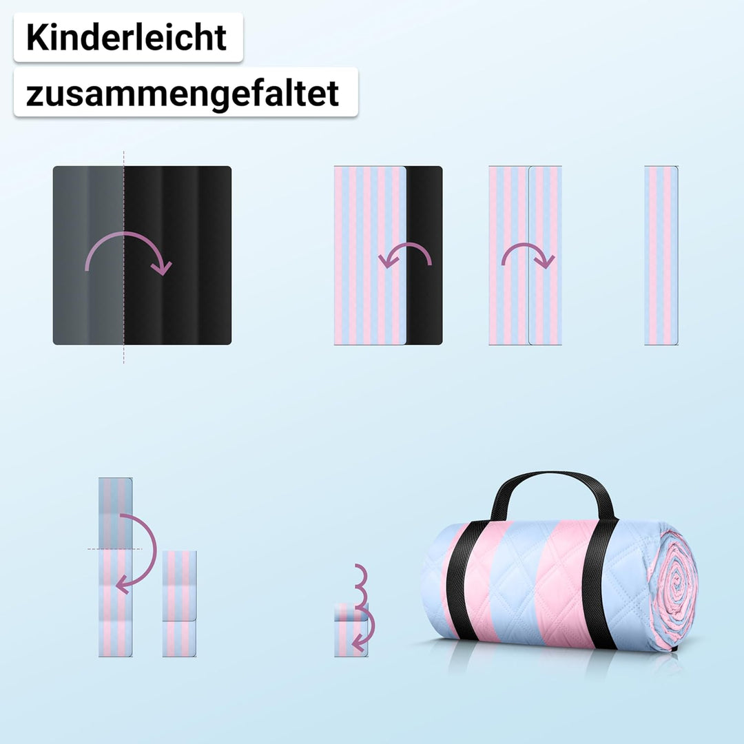 HOEL Picknickdecke 200x200 cm wasserabweisend + isoliert - Strandmatte gepolstert XXL - Picknickdeck