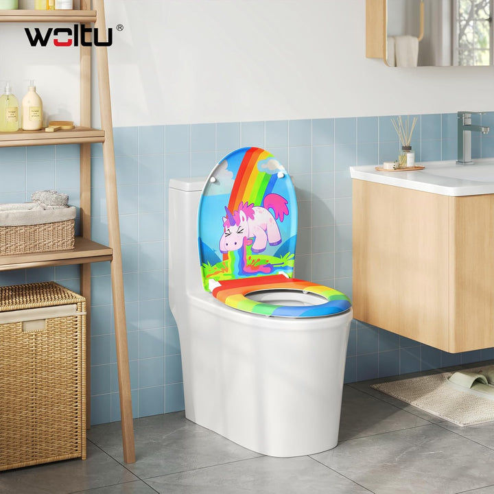 WOLTU Toilettendeckel, WC Sitz mit Absenkautomatik, Klodeckel Klobrille mit Quick-Release-Funktion,