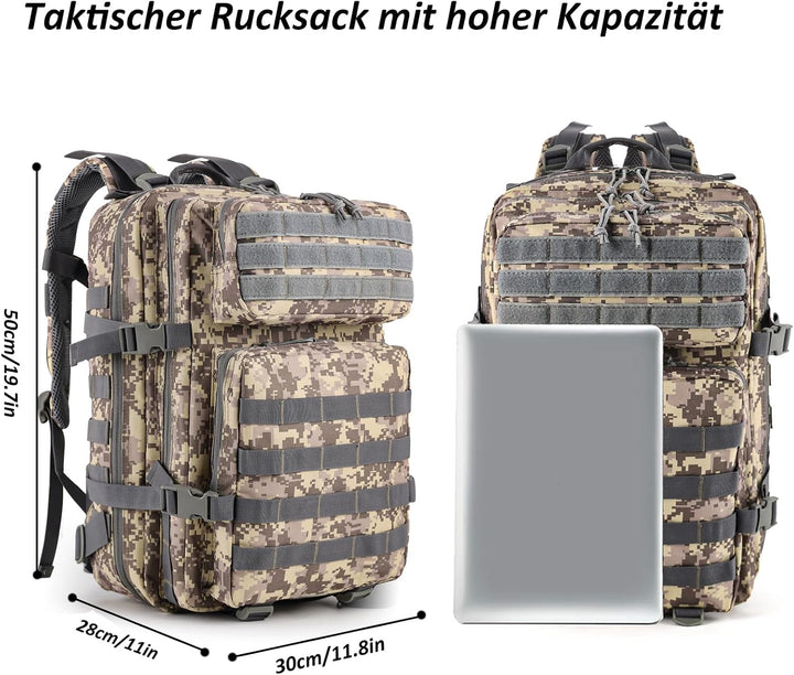 TANTOMI Taktischer Rucksack, 45L Militär Rucksack, Outdoor Rucksack, Travel Backpack, Tactical Backp