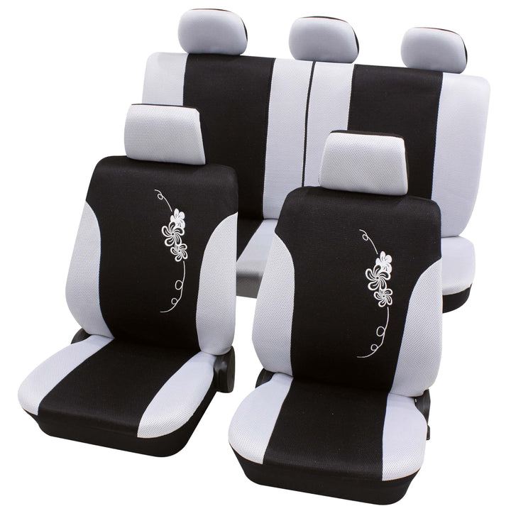 Petex Sitzbezugset Universal Eco Class Flower weiss 17-teilig Grösse SAB 1 Vario Plus
