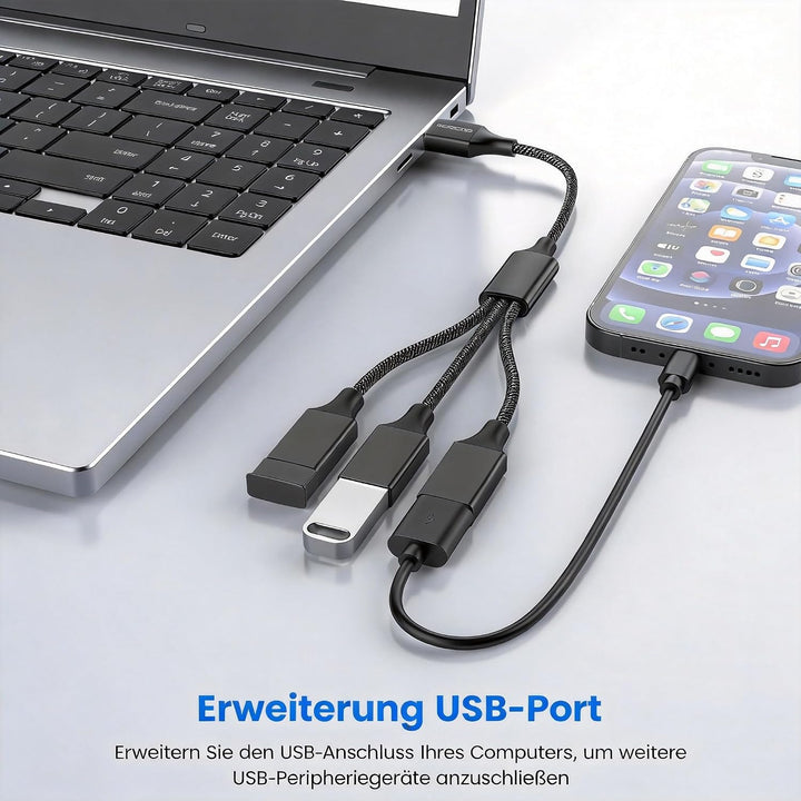 MOGOOD USB Splitter 1 zu 3 USB 2.0 Splitter Ladekabel Netzkabel Verl ngerung Hub Adapter für MacBook