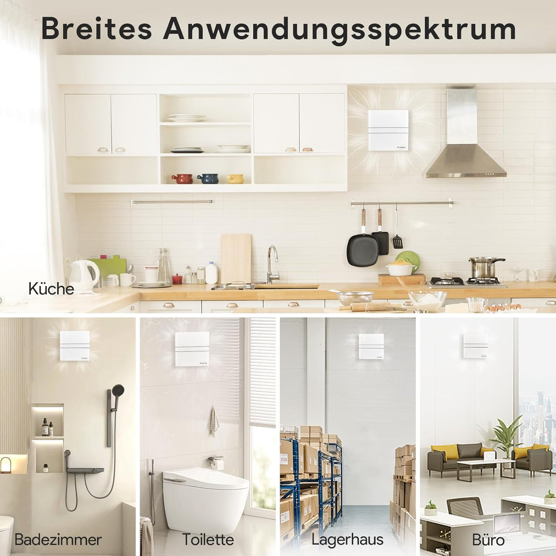 Badlüfter Glasplatte Ø 100mm Wohnraumlüfter Leiser Badlüfter 10 Watt Zuluft Abluft Badezimmerlüfter