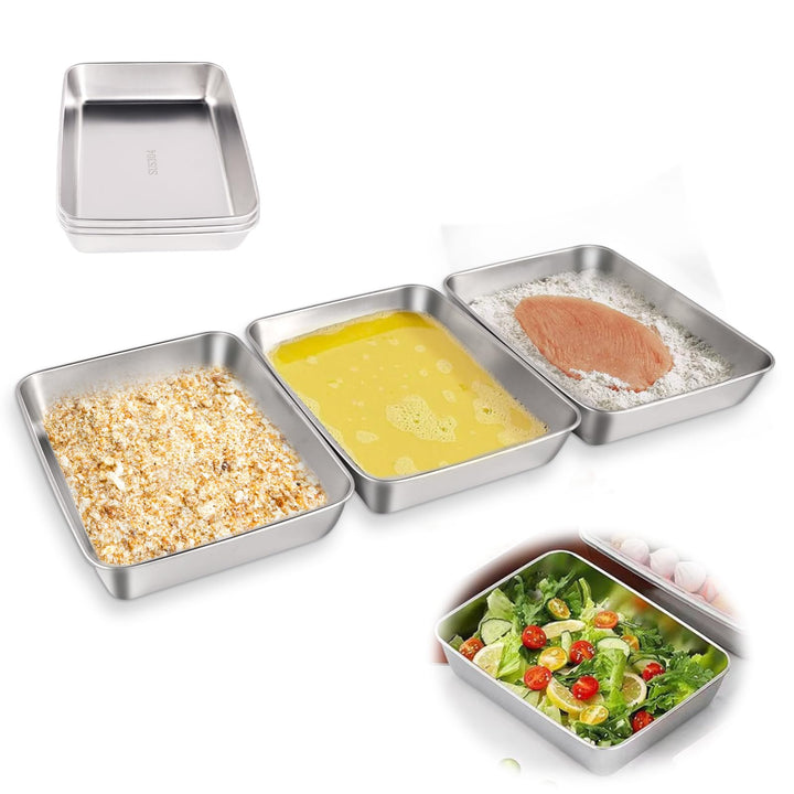 Panierschalen Set 3 Teilig With Edelstahl Panier-Set,Lebensmittelqualität Echteckige Behälter aus Ed