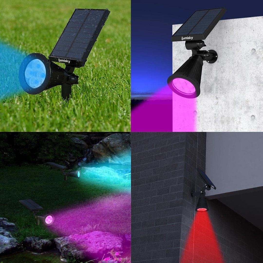 2er Set Solar Strahler 100LM 2x SPIKY C34 2 Stück Rgb, 2 Stück Rgb