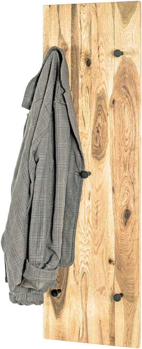 HAKU Möbel Wandgarderobe, Massivholz, eiche geölt-schwarz, B 30 x T 6 x H 100 cm Eiche Geölt-schwarz
