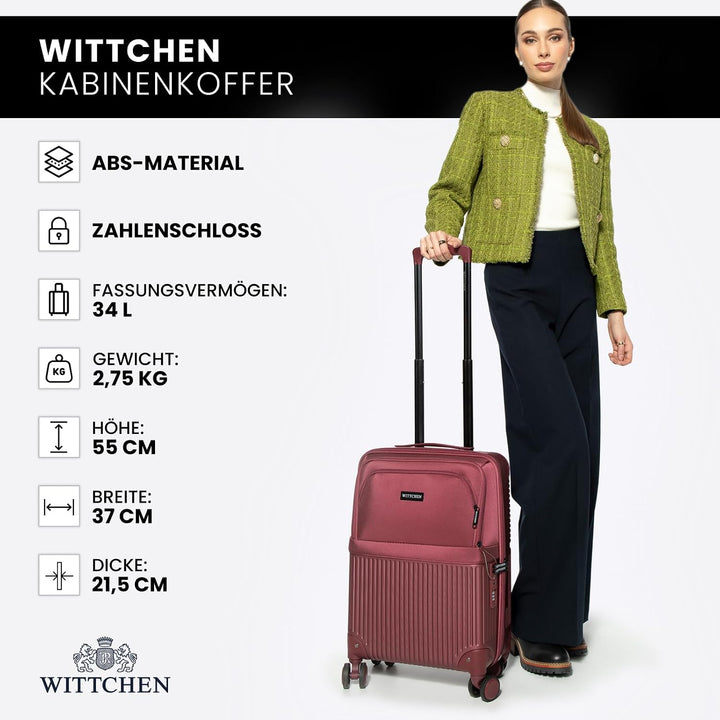 WITTCHEN AXIS | 55x37x21,5 Handgepäck Koffer Kabinentrolley | Hybrid ABS Nylon mit Laptopfach 15 Zol