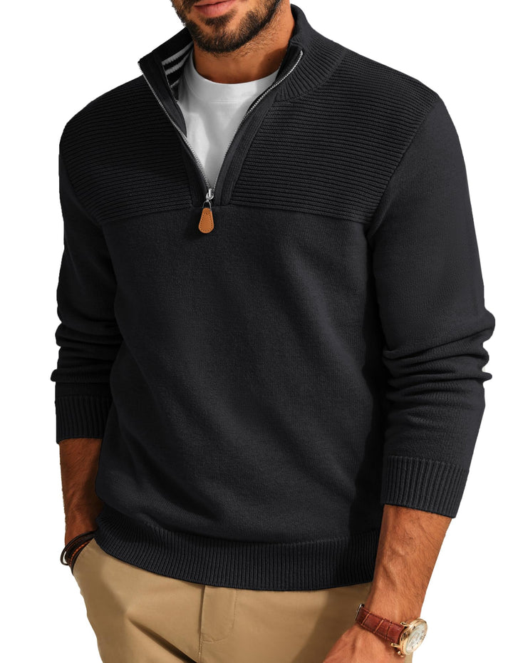 PaulJones Troyer Pullover Herren Strickpullover mit Reissverschluss und Stehkragen Arbeitspullover M
