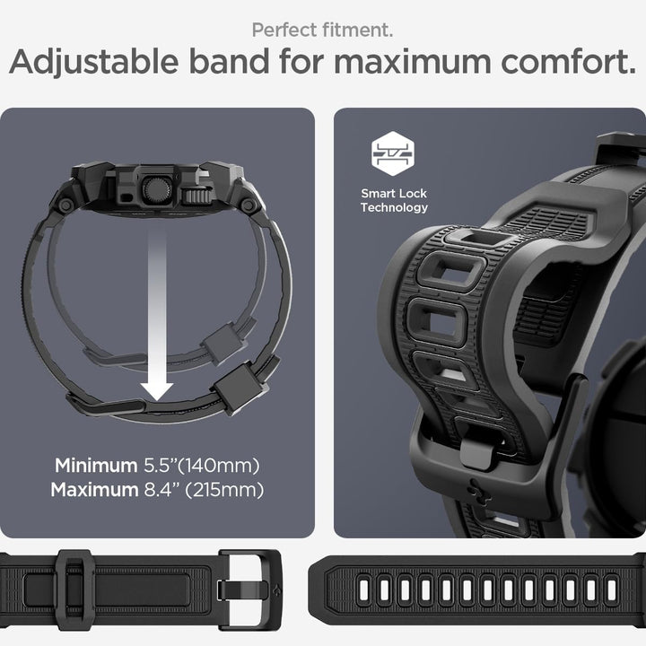 Spigen Rugged Armor Pro Hülle mit Armband Kompatibel mit Google Pixel Watch 3 45mm (2024) - Matt Sch