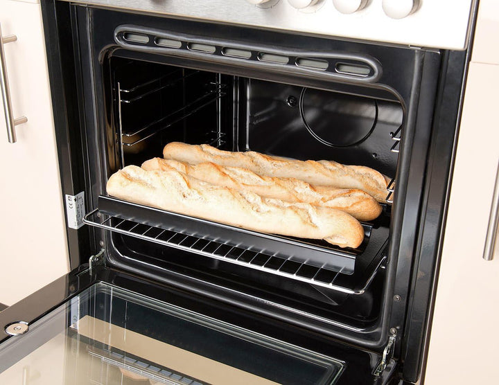 Rosenstein &amp; Söhne Backofenblech: 2er-Set Baguette-Backbleche aus Carbonstahl, Anti-Haft-beschichtet