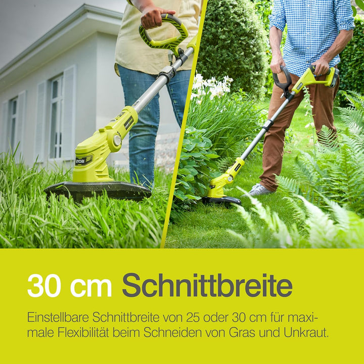 Ryobi OLT1832 ONE+ Kabelloser Rasentrimmer, 25—30 cm Weg (Zero Tool), 18 V, hypergrün (Batterie, Lad