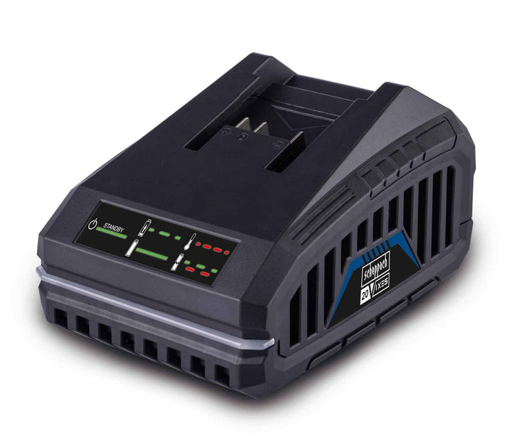 Scheppach 20V Ladegerät SBC4.5A Schnelladegerät mit 120W Leistung | 20V-IXES-Serie | integrierte Wan