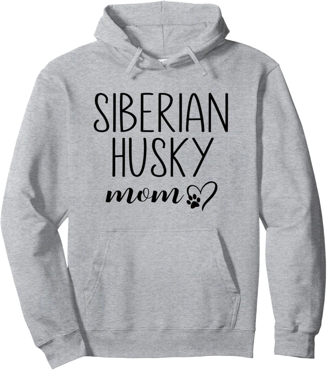 Dog Paw Print Heart Siberian Husky Mom Pullover Hoodie