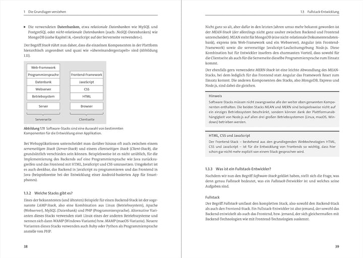 Fullstack-Entwicklung: Das Handbuch für Webentwickler in neuer Auflage. Über 800 Seiten Roadmap, Geb