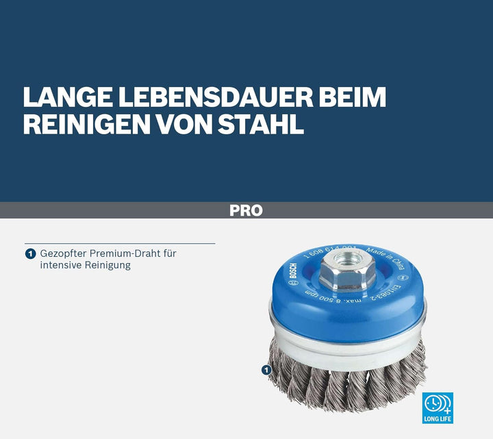 Bosch Accessories Bosch Professional 1x Topfbürste (Ø 100 mm, M14, 0.8mm, Gezopfter Stahldraht, Zube