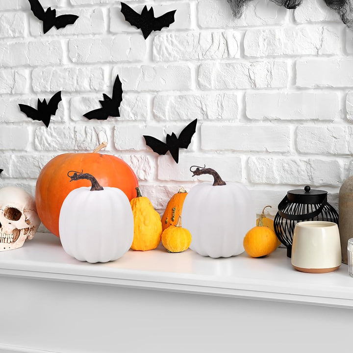 Gresorth Künstliche Lebensecht Kürbisse Gefälschte Grosse Schaumstoff Weiss Kürbis für Halloween Ern