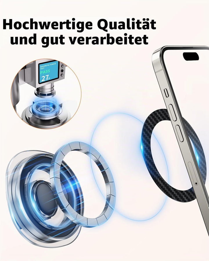 OQTIQ Handyhalterung Auto Getränkehalter – Kompatibel mit Mag-Safe, Lange Auszieharm &amp; 360° Rotation
