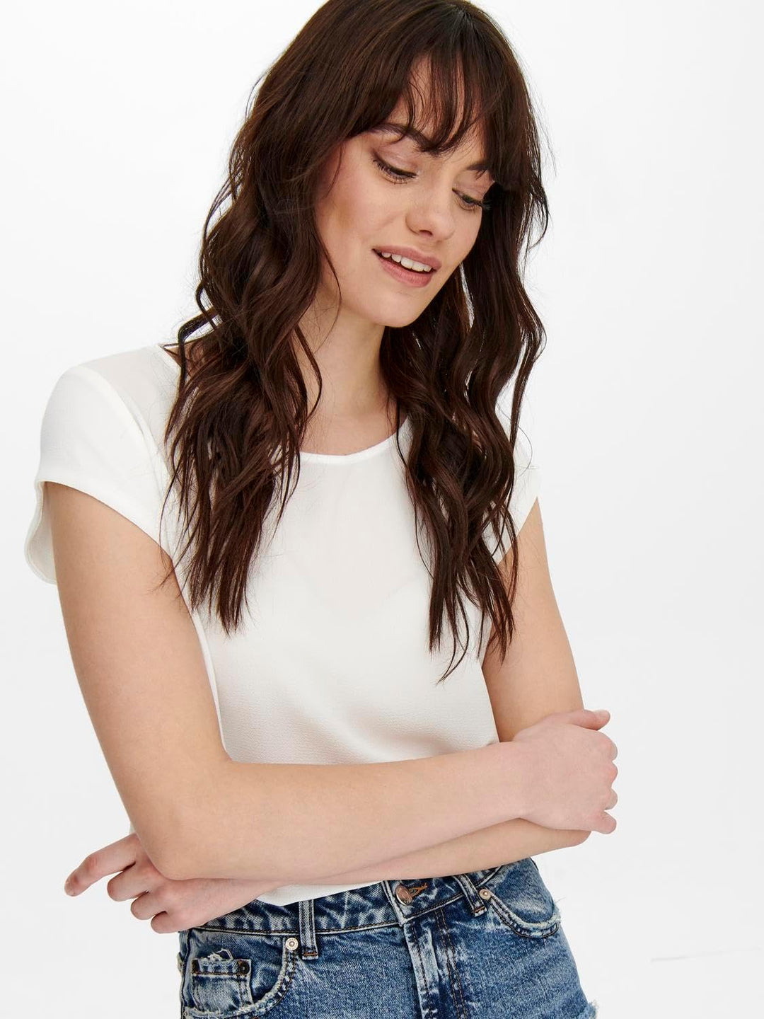 ONLY Damen Onlvic S/S Solid AOP Top Ptm T-Shirt, Blusenshirt, Kurzarm, 34 2er Pack (Pack A: Rose Bro