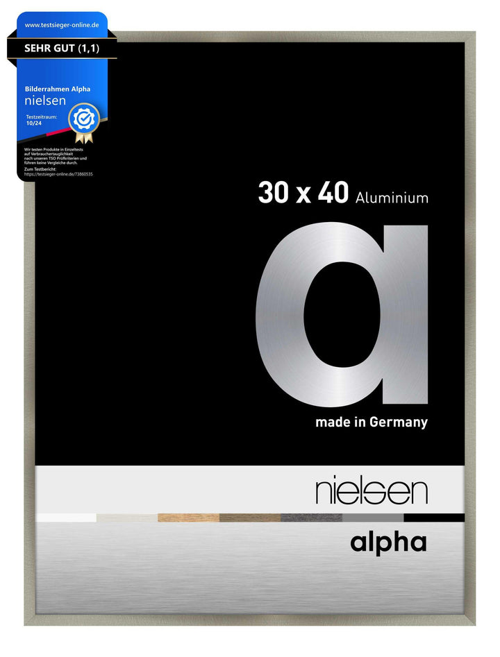 nielsen Aluminium Bilderrahmen Alpha, 30x40 cm, Brushed Edelstahl Brushed Edelstahl 30 x 40 cm, Brus