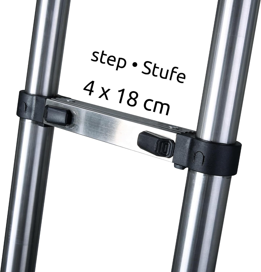 your GEAR Pescara - 2 m Teleskopleiter aus Stahl, max150 kg, schmale Leiter für Wohnmobil Camper und