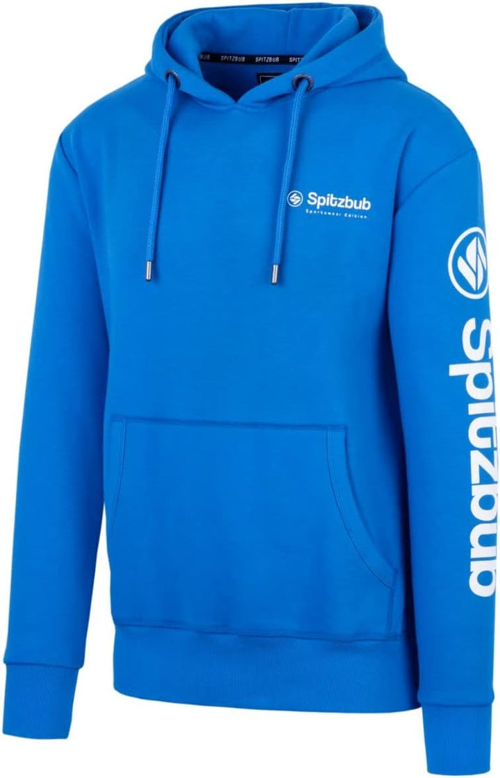 Spitzbub Herren Hoodie Pullover mit Kapuze Kapuzenpullover Sportshoodie mit Ärmelprint, S Blau