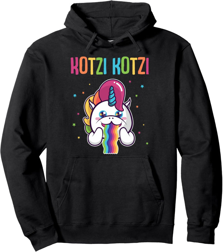 Kotzi Wein Bier Sekt Motto Party Schnaps Einhorn Partnerlook Pullover Hoodie