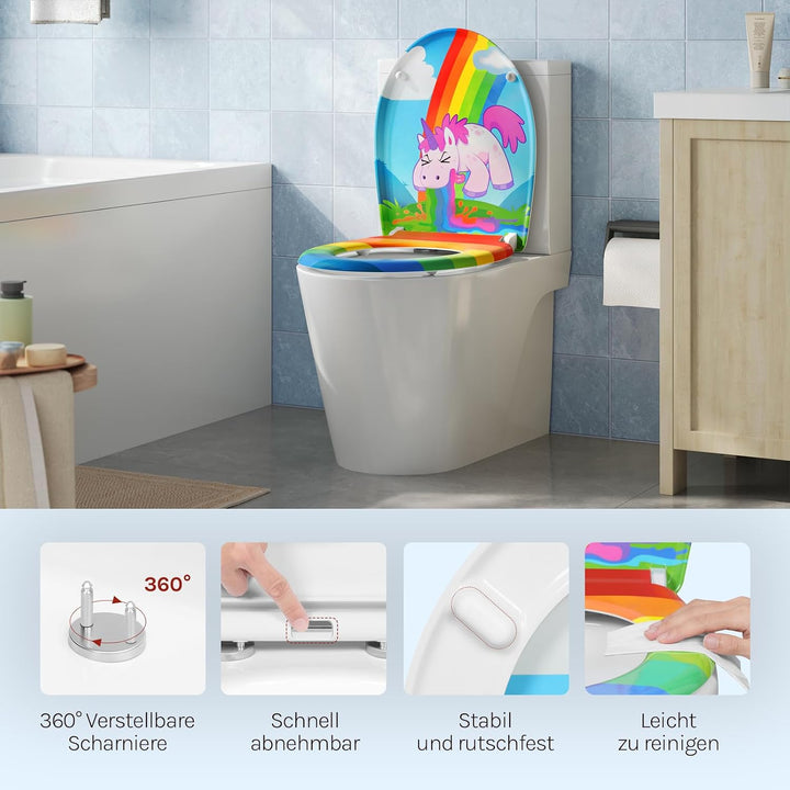 WOLTU Toilettendeckel, WC Sitz mit Absenkautomatik, Klodeckel Klobrille mit Quick-Release-Funktion,