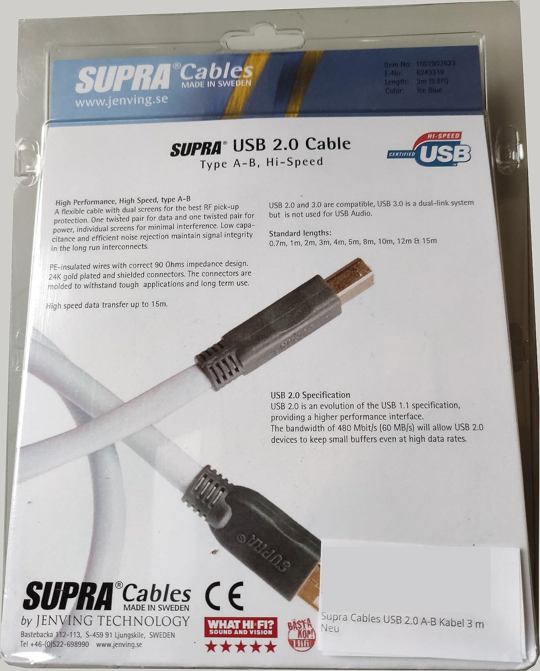 Supra Cables USB 2.0 A-B Kabel 3 m