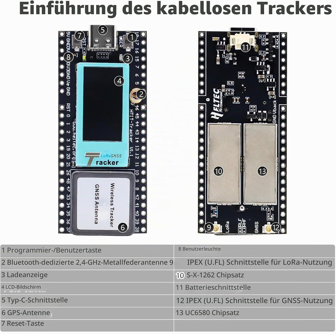 Wireless Tracker mit ESP32 LCD Display Binghe 868Mhz Wireless Tracker Unterstützt WiFi Bluetooth/LoR