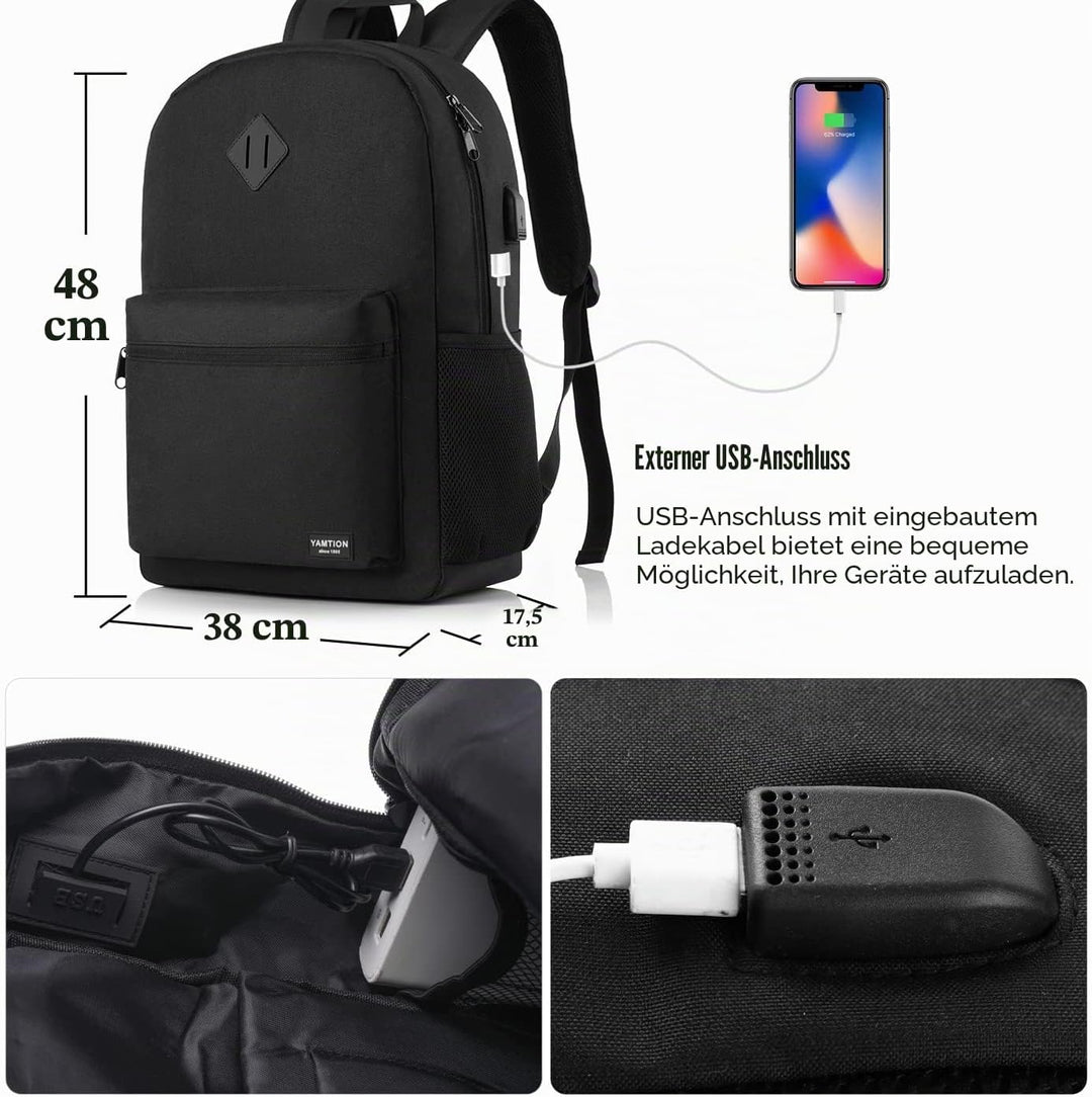 YAMTION 17,3 Zoll Rucksack Schule,Rucksack Herren und Damen,Schulrucksack Jungen Teenager Schulranze