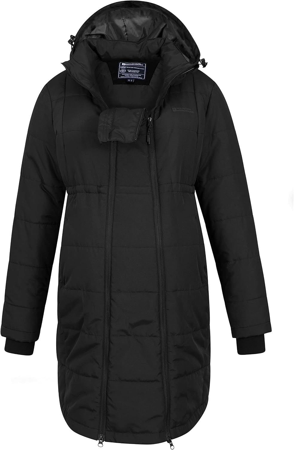 Mountain Warehouse Amethyst Lange Damen Umstands-Steppjacke 34 Schwarz, 34 Schwarz