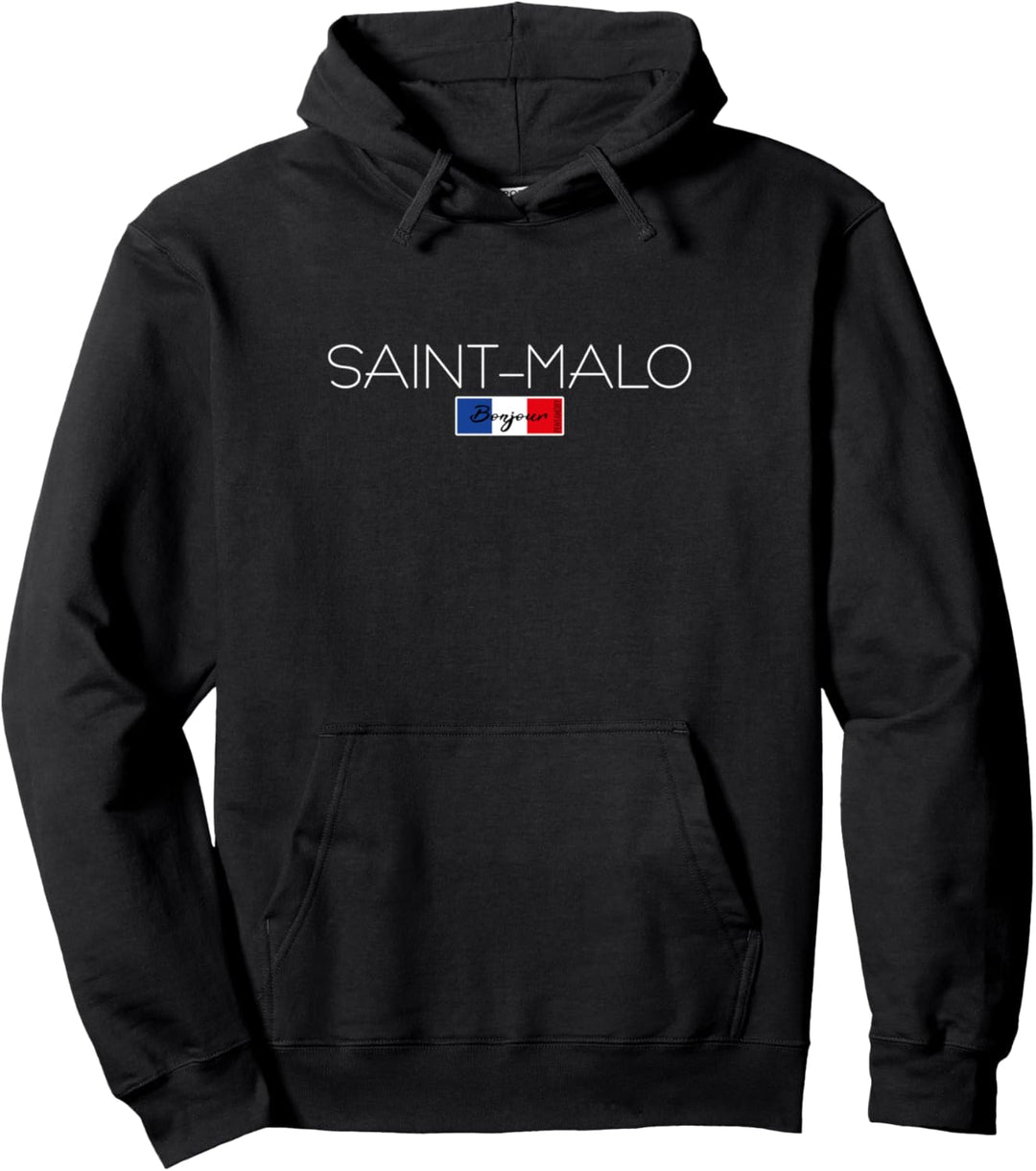 Saint-Malo Frankreich Urlaub Sommerparty weisse Schrift Pullover Hoodie