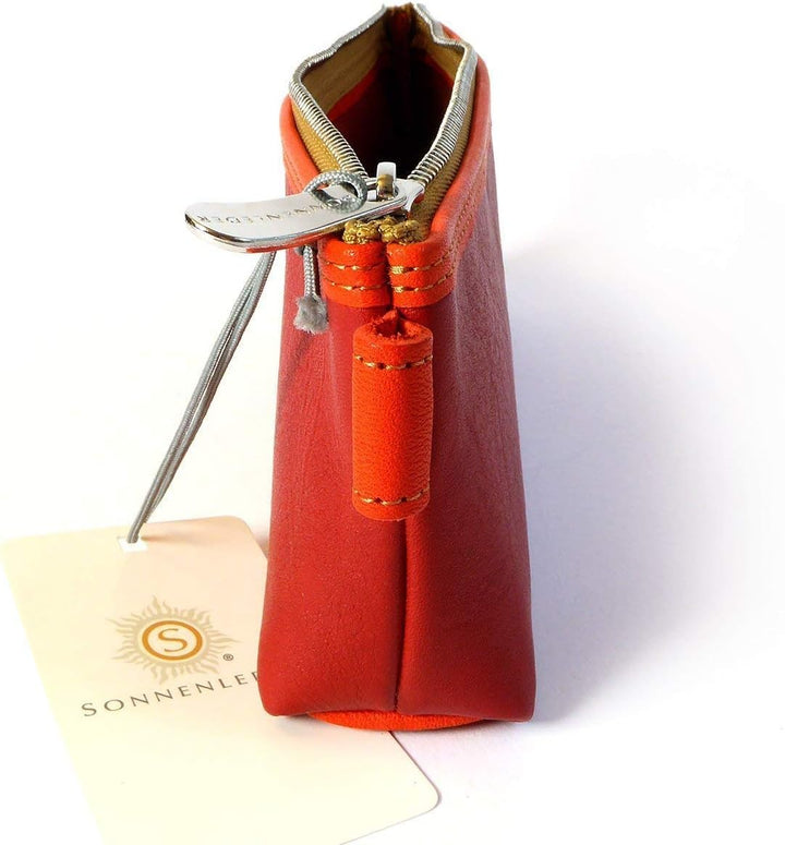 SONNENLEDER - hochwertiges Stiftemäppchen "BERIT" Farbe: Rot/Orange *Echtes Leder*
