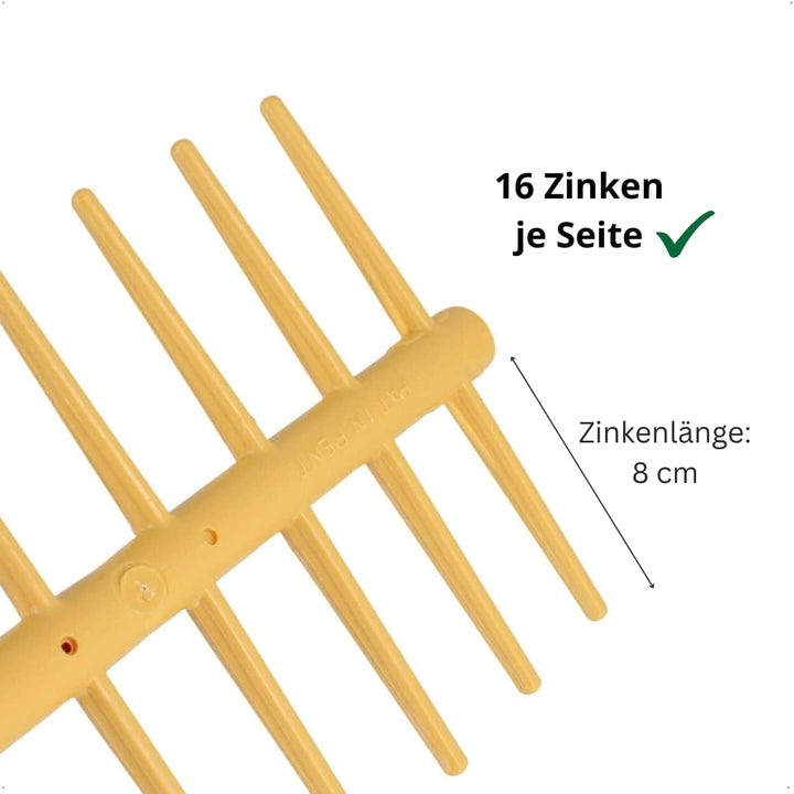Rekord - Kunststoffrechen 64 cm - Doppelseitig mit 32 Zinken - Heurechen | Gartenrechen ohne Stiel f