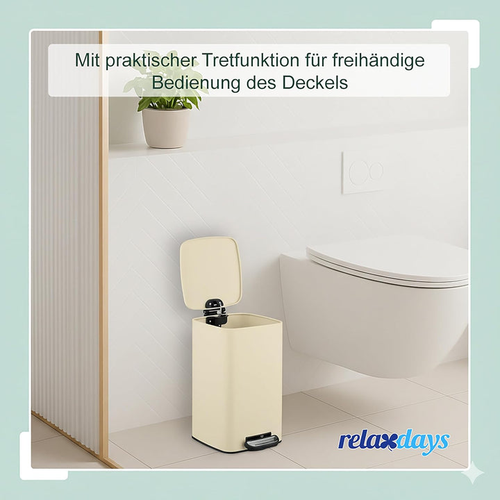 elaxdays Kosmetikeimer, 8 L, Absenkautomatik, entnehmbarer Inneneimer, Metall, Bad Mülleimer, inkl.
