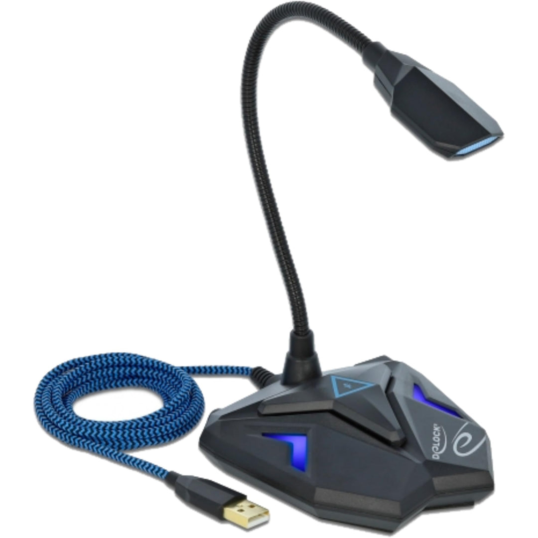 Delock Desktop USB Gaming Mikrofon mit Schwanenhals und Mute Button, 66330