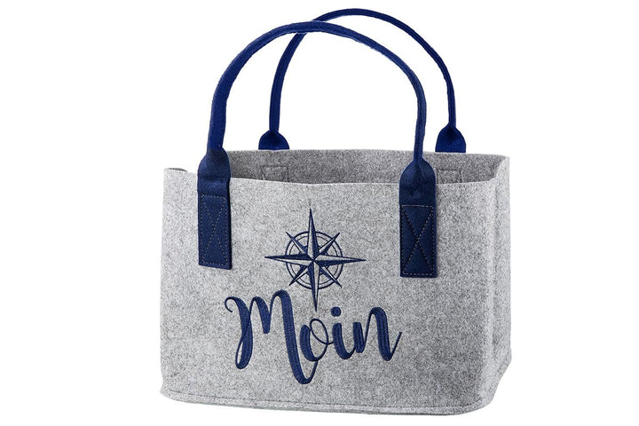 GILDE Filz Tasche Einkaufstasche Filztasche Moin mit Windrose hellgrau, 40x25x26cm